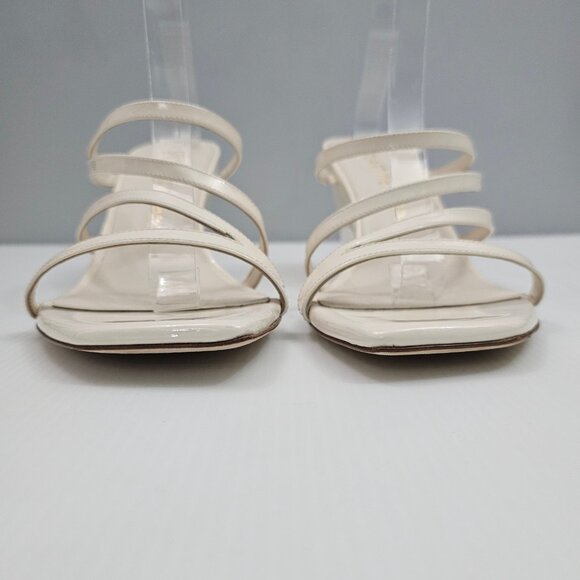 Stuart Weitzman Strapeze 85 Wedge Womens 10 Ivory Leather Strappy Sandal Slide - Picture 6 of 11